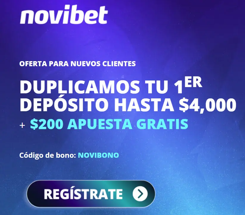 Bono de bienvenida Novibet México - hasta 4000 MXN + 200 MXN apuesta gratis