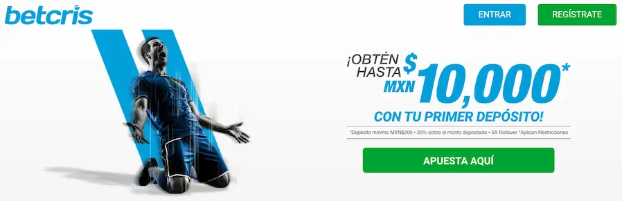  Betcris bono de bienvenida: con tu primer depósito hasta MXN$ 10,000!